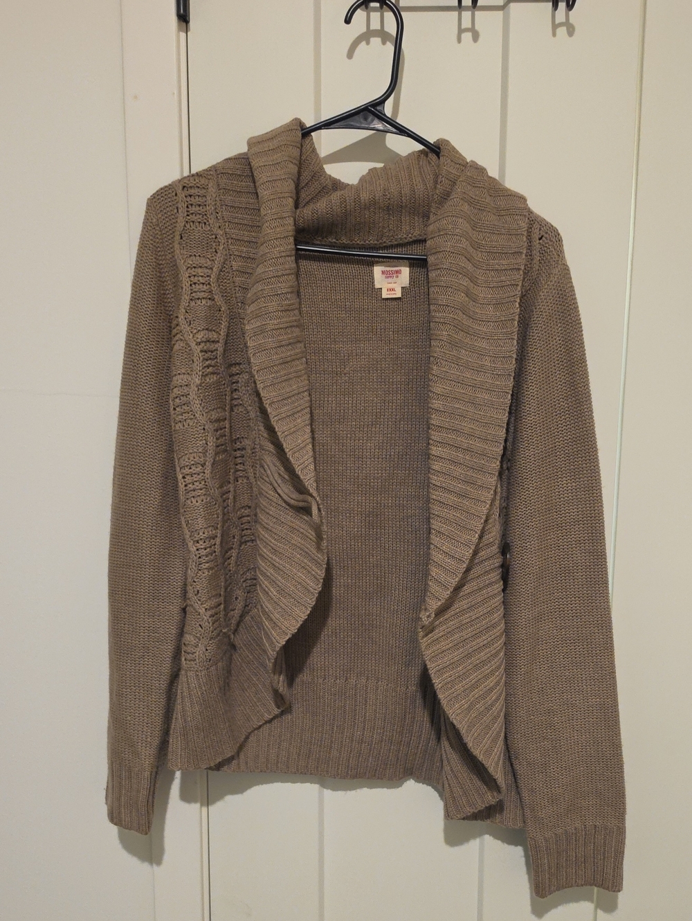 Mossimo Supply Co. Taupe Open-Front Shawl Collar Cardigan